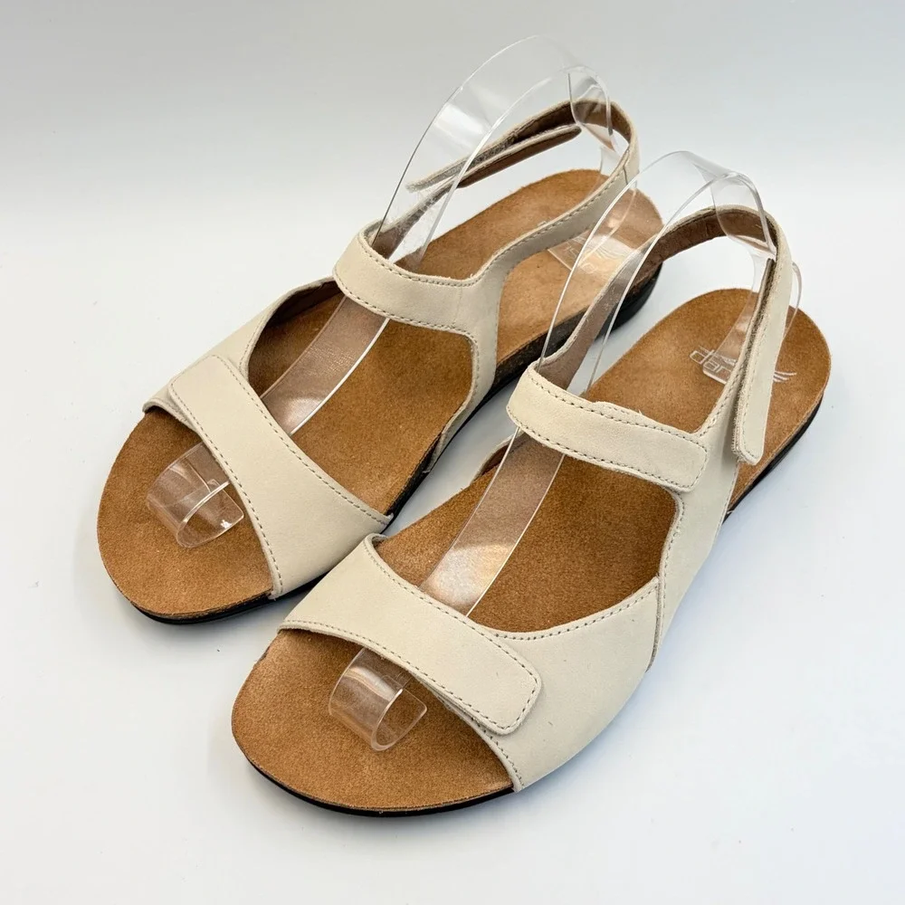 Dansko Ronda Cork‎ Sandals Nubuck Ivory Triple Strap Comfort Womens 40 US 9.5-10